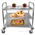 Steel Serving Cart Round Tube Three Layer Dining Trolley Supplier